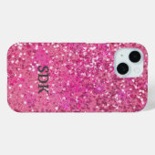Monogram Roze Glitter Glamour Meisjesachtige Trend Case-Mate iPhone Case (Achterkant (horizontaal))