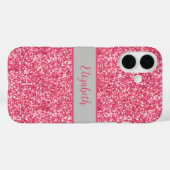 Monogram Roze Glitter Gray Trendy Glam Bling Case-Mate iPhone Case (Achterkant (horizontaal))