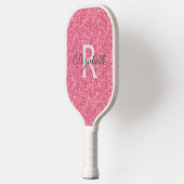 Monogram Roze Glitter Grijs Glans Trendy Glam Pickleball Paddle (Links)