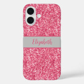 Monogram Roze Glitter Grijs Trendy Glam Bling Case-Mate iPhone Case (Achterkant)