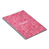Monogram Roze Glitter Grijs Trendy Glam Bling Notitieboek (Rechterzijde)