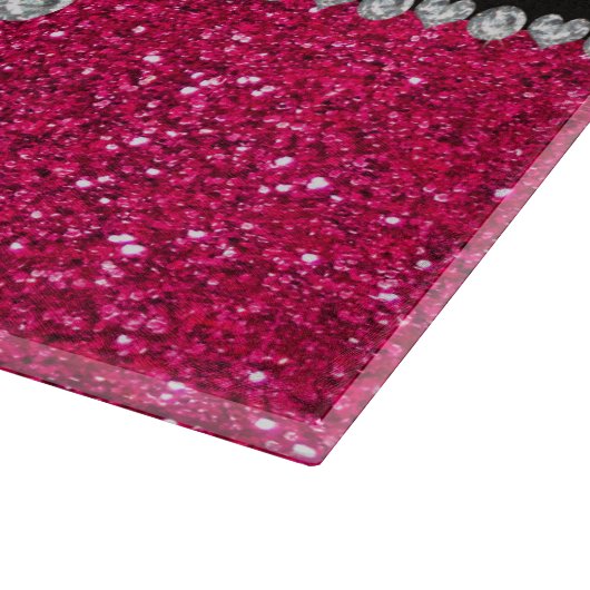 Monogram roze glitter neon roze luipaard snijplank (Hoek)