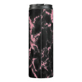 Monogram roze glitter op zwarte achtergrond thermosbeker (Achterkant)