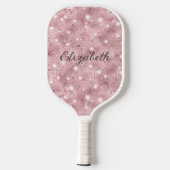 Monogram Roze Glitter Schittering Trendy Glam Blin Pickleball Paddle (Achterkant)