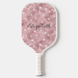 Monogram Roze Glitter Schittering Trendy Glam Blin Pickleball Paddle