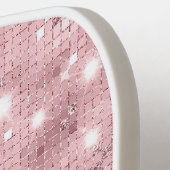Monogram Roze Glitter Schittering Trendy Glam Blin Pickleball Paddle (Links Detail)