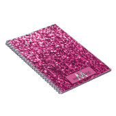 Monogram ROZE Glitter Sequin Sparkly Notitieboek (Rechterzijde)