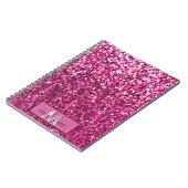 Monogram ROZE Glitter Sequin Sparkly Notitieboek (Linkerzijde)