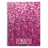 Monogram ROZE Glitter Sequin Sparkly Notitieboek (Voorkant)