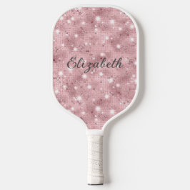 Monogram roze glitter Sparkle Trendy Glam Bling Pickleball Paddle