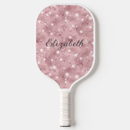 Monogram roze glitter Sparkle Trendy Glam Bling Pickleball Paddle (Voorkant)