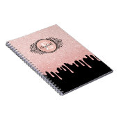 Monogram Roze Glitter Stapt Kunstzakboekje Notitieboek (Rechterzijde)