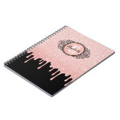 Monogram Roze Glitter Stapt Kunstzakboekje Notitieboek (Linkerzijde)