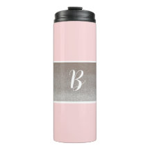 Monogram Roze Glitter Thermobecher