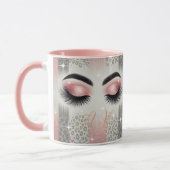 Monogram Roze Glitter Wimpers  Mok (Links)