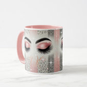 Monogram Roze Glitter Wimpers  Mok (Voorkant links)