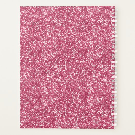 Monogram Roze Glitter Witte Trendy Glam Jaarlijks Planner (Achterkant)