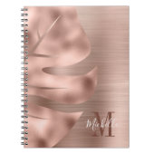 Monogram Roze Goud Blad Notitieboek (Voorkant)