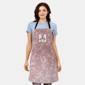 Monogram Roze Goud Blush Roze Glitters Naam Schort (Gedragen)