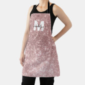 Monogram Roze Goud Blush Roze Glitters Naam Schort (Insitu)
