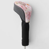 Monogram Roze Goud Blush Roze Waterverf Bloemen Golfheadcover (Schuin)