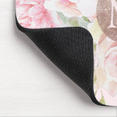 Monogram Roze Goud Blush Roze Waterverf Bloemig Muismat (Hoek)