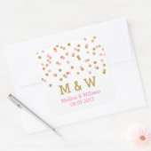Monogram Roze Goud Confetti bruiloft gunst Labels (Envelop)