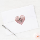 Monogram Roze Goud Druppel Glitter Blush Roze Trou Hart Sticker (Envelop)