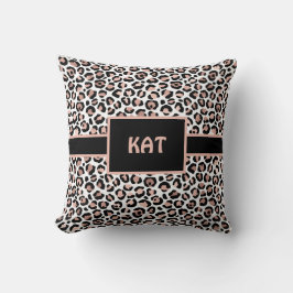 Monogram roze goud en zwart luipaardprint  kussen