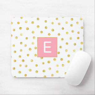 Monogram roze goud faux foil Dot Pattern Girly Muismat