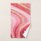 Monogram roze goud geode agate glitter bad handdoek (Handdoek)
