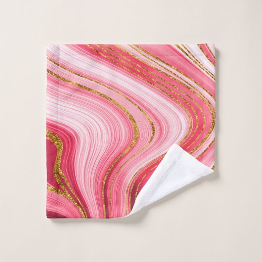 Monogram roze goud geode agate glitter bad handdoek (Wasdoekje)