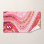 Monogram roze goud geode agate glitter bad handdoek (Handdoek)