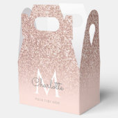 Monogram Roze Goud Glitter Blozend Roze Bedankdoosjes (Geopend)