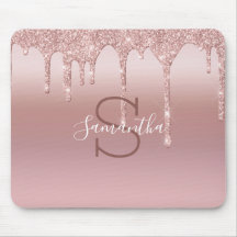 Monogram Roze Goud Glitter Drup Blush Roze Trendy