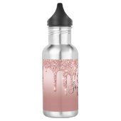 Monogram Roze Goud Glitter Drup Blush Roze Trendy Waterfles (Links)