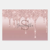 Monogram Roze Goud Glitter Druppel Blush Roze Tren Inpakpapier Vel (Voorkant)