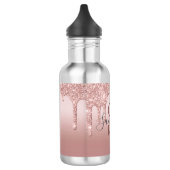 Monogram Roze Goud Glitter Druppel Blush Roze Tren Waterfles (Links)
