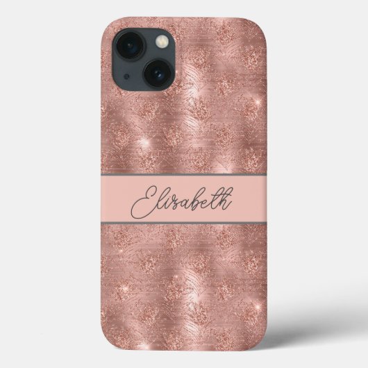 Monogram Roze Goud Glitter Grijs Roze Trend Case-Mate iPhone Case (Achterkant)