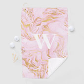 Monogram Roze Goud Glitter Marmer Golfhanddoek (Insitu)