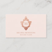 Monogram Roze Goud Krest Initial Elegant Visitekaartje (Voorkant)