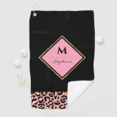 Monogram Roze & Goud Luipaardprint | Kleurblok Golfhanddoek (Insitu)