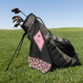 Monogram Roze & Goud Luipaardprint | Kleurblok Golfhanddoek (Groen)