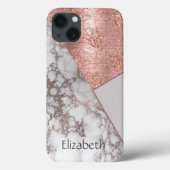 Monogram roze goud marmer wit grijs geometrisch Case-Mate iPhone case (Achterkant)