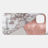 Monogram roze goud marmer wit grijs geometrisch Case-Mate iPhone case (Achterkant (horizontaal))