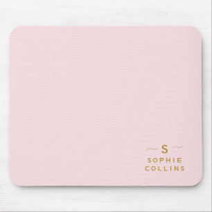 Monogram Roze Goud Minimalistische Elegante Naam Muismat