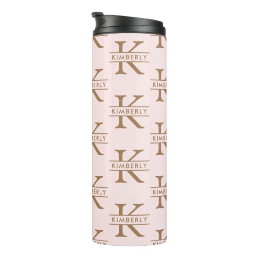 Monogram Roze Goud Modern Minimalistisch Stijlvol Thermosbeker (Geroteerd rechts)