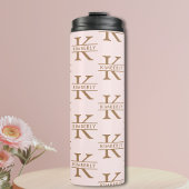 Monogram Roze Goud Modern Minimalistisch Stijlvol Thermosbeker