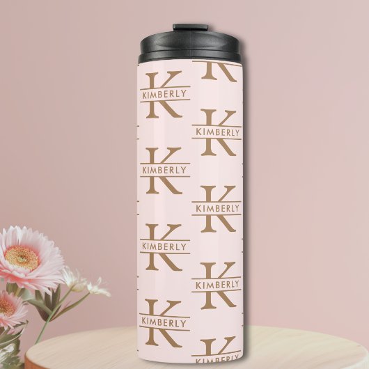 Monogram Roze Goud Modern Minimalistisch Stijlvol Thermosbeker
