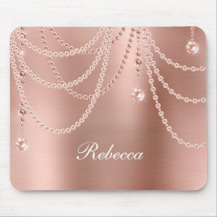 Monogram Roze Goud Parels Diamanten Bling Glam Muismat
